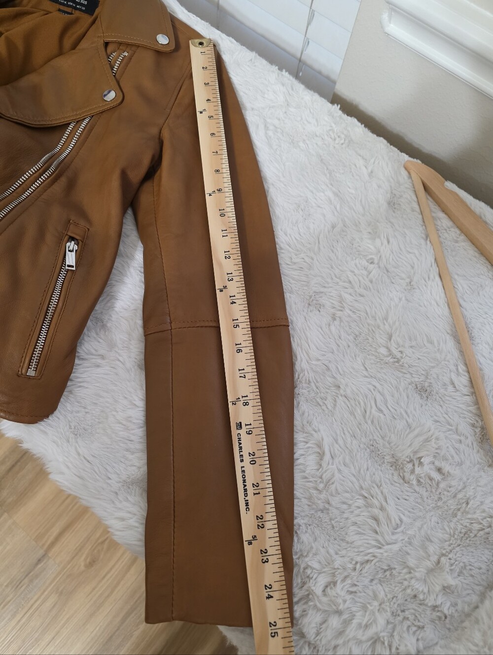 Spanish Genuine Sheep Leather Double Zip Moto Biker Jacket Brown - Picture 13 of 14